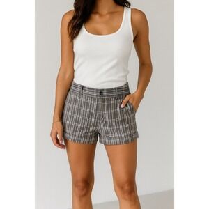 Volcom Plaid Shorts Gray Pink Black‎ Patch Logo Skater Grunge Casual Streetwear